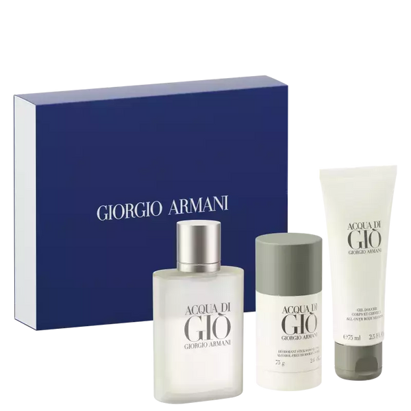 Conjunto Acqua di Giò Giorgio - Armani Masculino - Eau de Toilette 100ml + Desodorante 75g + Gel de Banho 75ml