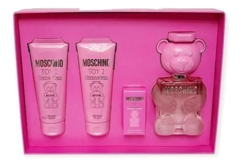 KIT TOY BUBBLE GUM MOSCHINO - EAU DE TOILETTE 100ML + LOÇÃO CORPORAL 100ML+ MINIATURA 5ML + HIDRATANTE 100ML + GEL DE BANHO 100ML